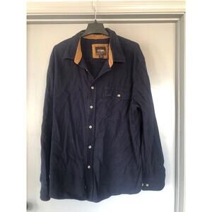 CQR Mens Tactical 2XL Long Sleeved Navy Flannel Button Front Pocket
